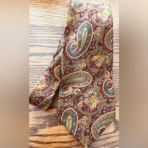 BURBERRY Gold & Burgundy Paisley Silk Tie